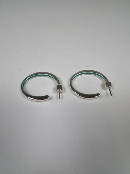 Jenny Bird Women's Silver Tone/Blue Hoop Earrings image 5