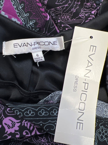Evan Picone Women's Purple Paisley Floral 3/4 Sleeve Faux Wrap Dress - 6 image 3