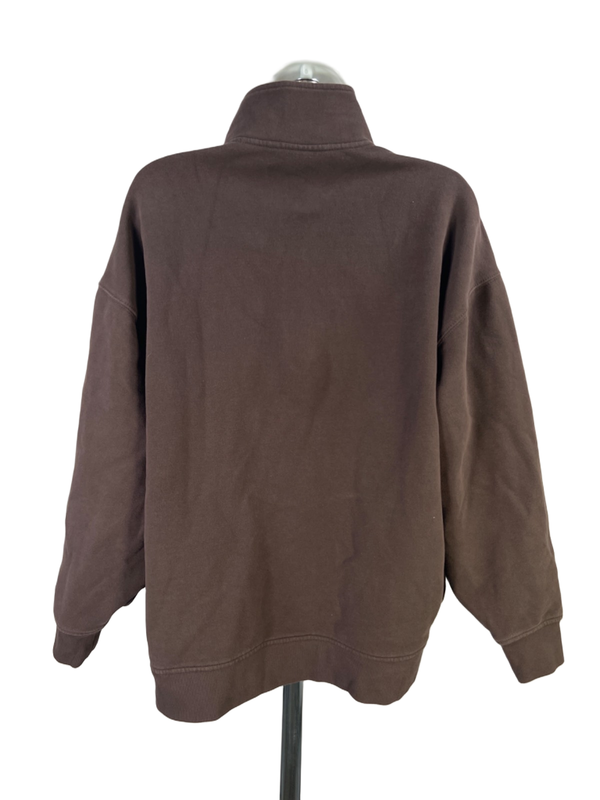 Athleta Women's Brown 1/4 Zip Long Sleeve Terry Pullover Sweatshirt - L image 2