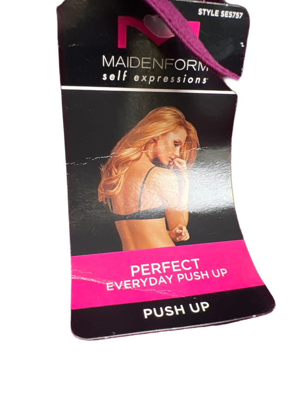 Maidenform Women's Red/Burgundy Lace Trim Perfectly Push Up Bra - 38C image 4