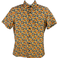 Nordstrom Men's Yellow/Orange Floral Short Sleeve Trim Fit Button Up Shirt - M