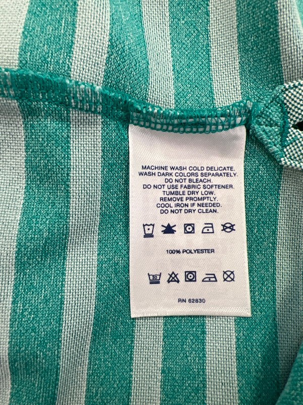 Lands End Men’s Green/Blue Striped Short Sleeve Athletic Polo - XXL image 4