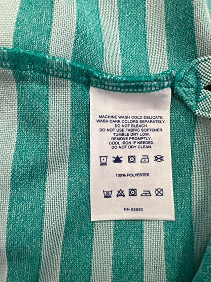 Lands End Men’s Green/Blue Striped Short Sleeve Athletic Polo - XXL image 4