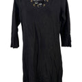 Calvin Klein Women’s Black 3/4 Zip Sleeve Criss Cross Front Sweater Dress - L