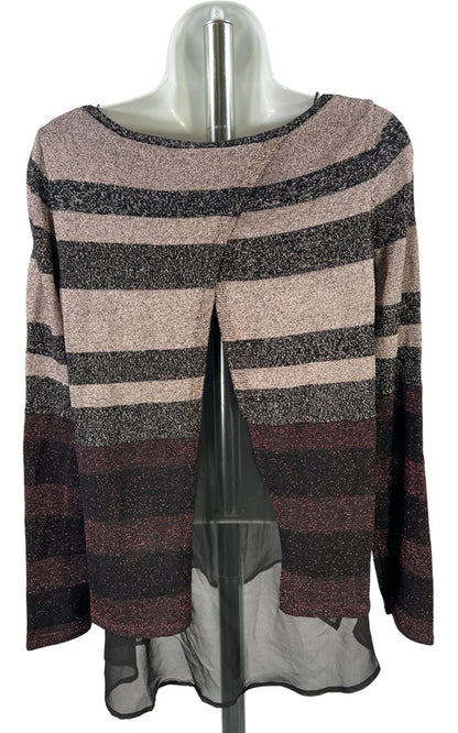 White House Black Market Women’s Black Metallic Sheer Trim Sweater - XS image 3