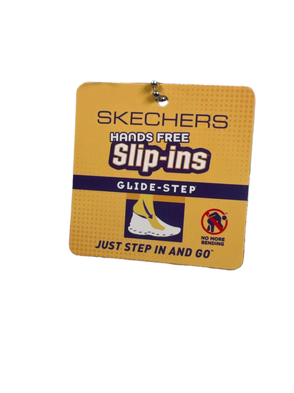 Skechers Women's White Slip-In Glide Step Rhinestone Z-Strap Sneakers - 8.5 image 9