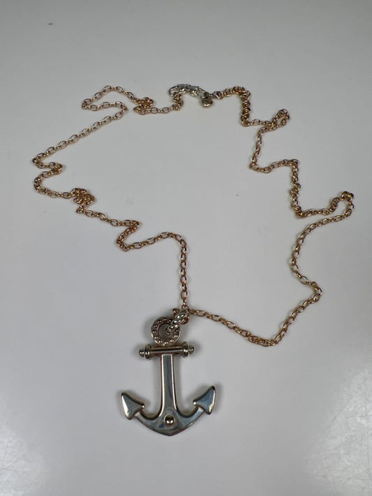 Brighton Women's Silver Two Tone Silver Plated Anchor Pendant 21in Necklace