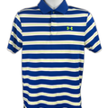 Under Armour Men's Blue/White Striped HeatGear Short Sleeve Active Golf Polo - S