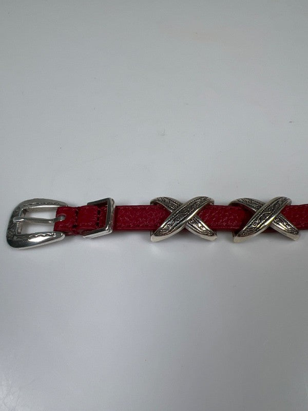 Brighton Women's Red Leather Kriss Kross Etched Bandit 9in Bracelet image 6