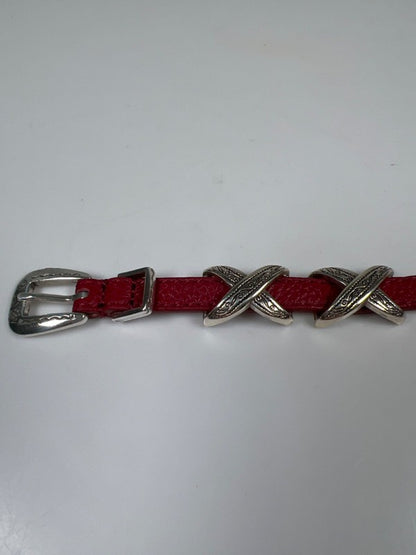Brighton Women's Red Leather Kriss Kross Etched Bandit 9in Bracelet image 6