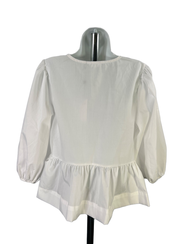Kaktus Women's White 3/4 Puff Sleeve Tie Front Blouse - L image 2