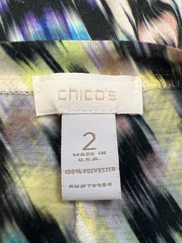 Chico's Women's Multicolor Embellished V Neck Short Sleeve Shirt - 2/US L image 3