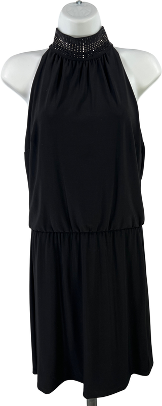 White House Black Market Rhinestone Mock Neck Sleeveless Blouson Dress - XS