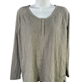 Eddie Bauer Women's Gray/Sage Long Sleeve Everyday Henley Shirt - M