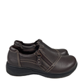 Clarks Women's Brown Leather Carleigh Ray Side Zip Slip On Shoes - 6.5