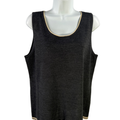 Tahari Women's Gray/Yellow Striped Hem Sleeveless Sweater Vest - 16