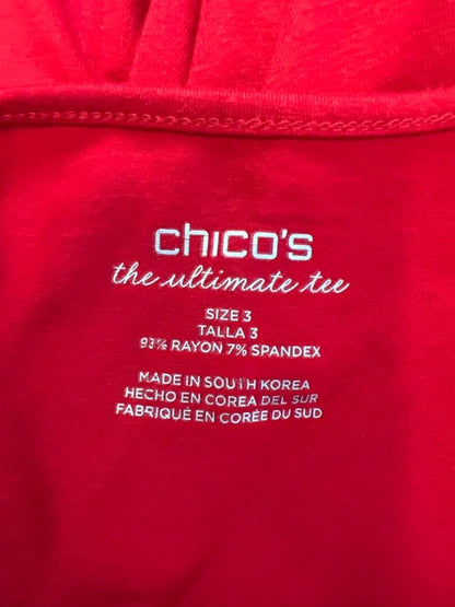 Chico's Women's Red Ultimate Scoop Neck Long Sleeve Tee Shirt - 3/US XL image 3