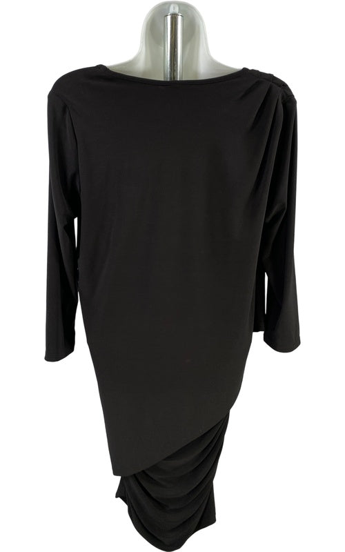 Last Tango Women’s Black 2 Layer V-Neck 3/4 Sleeve Sheath Dress - S image 3