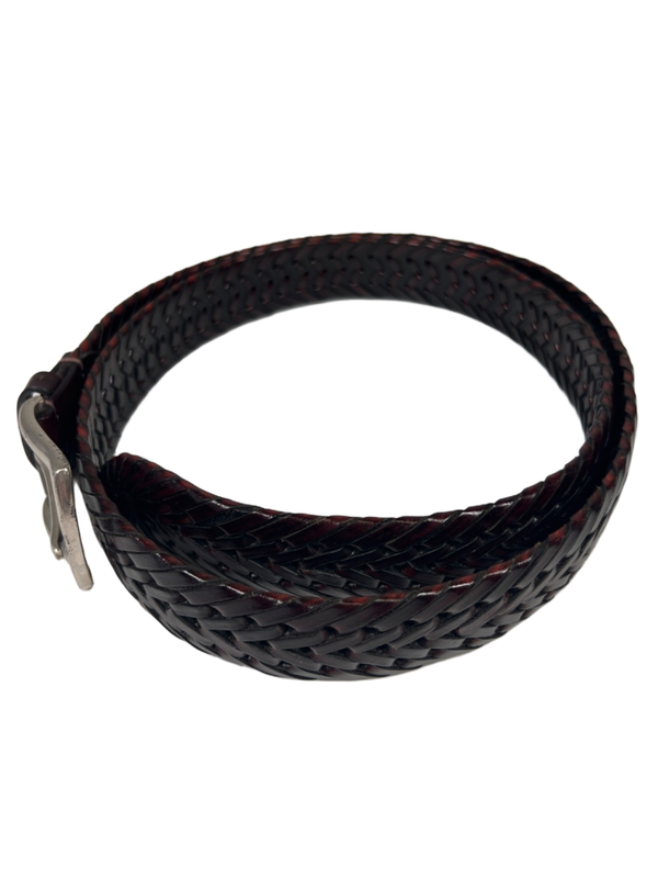 John W. Nordstrom Men's Brown/Red Leather Woven Brass Buckle 51 in Belt image 3