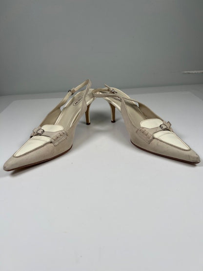 Coach Women's White/Gray Adrian Pointed Toe Slingback Heels - 9.5B image 6