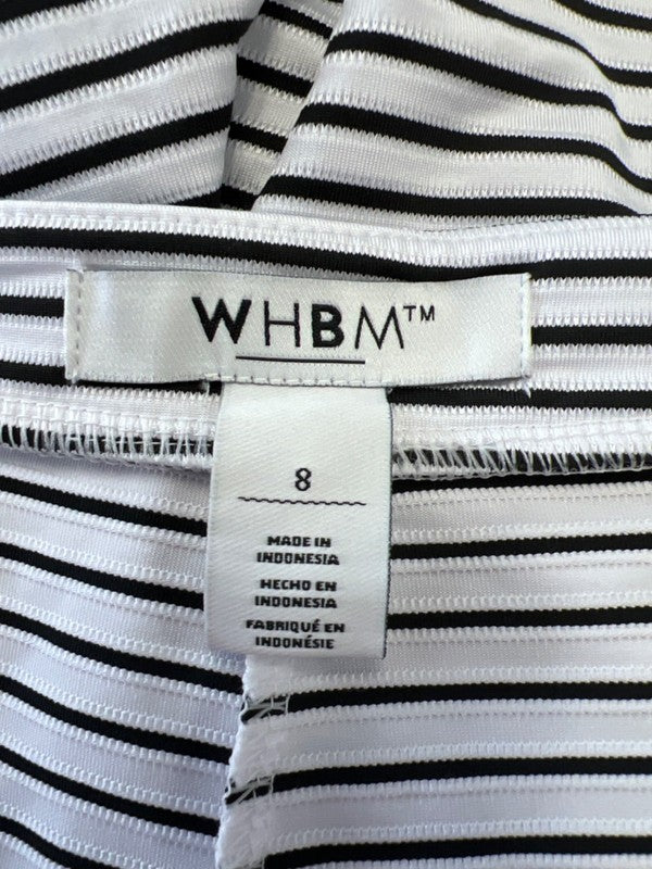 White House Black Market Women's White/Black Striped Faux Front Wrap Skort - 8 image 3