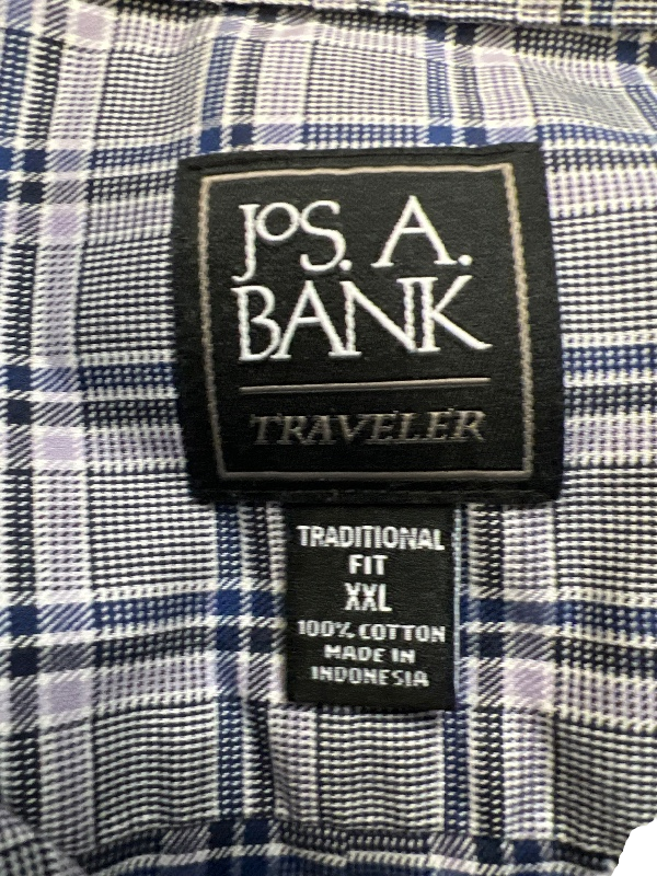 Jos A Bank Men's Black/Purple Plaid Traveler Button Up Shirt - XXL image 3