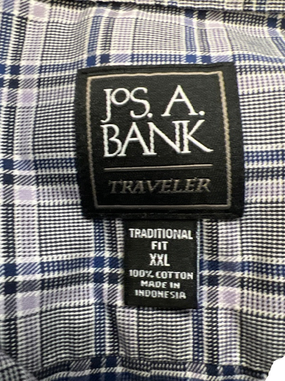 Jos A Bank Men's Black/Purple Plaid Traveler Button Up Shirt - XXL image 3