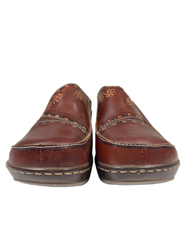 Spring Step L'Artiste Women's Brown Leather Hand Painted Chino Clogs - 40/US 9 image 2