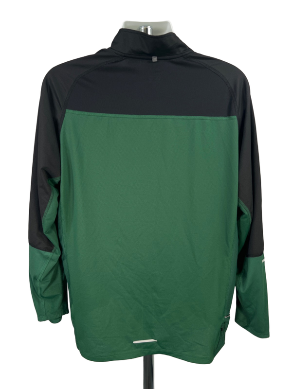 Nike Men's Black/Green Dri-Fit Quarter Zip Long Sleeve Running Jacket - XL image 2