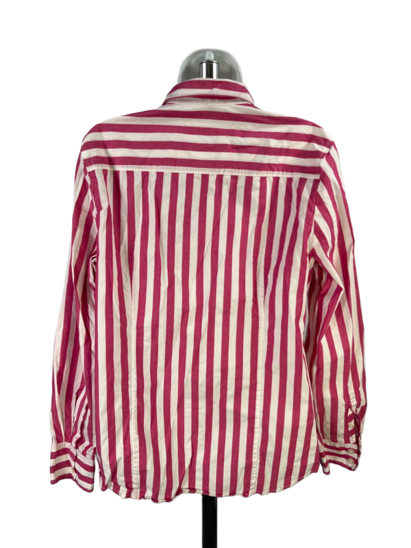 J.Jill Women's White/Pink Striped Long Sleeve Button Up Shirt - L image 2