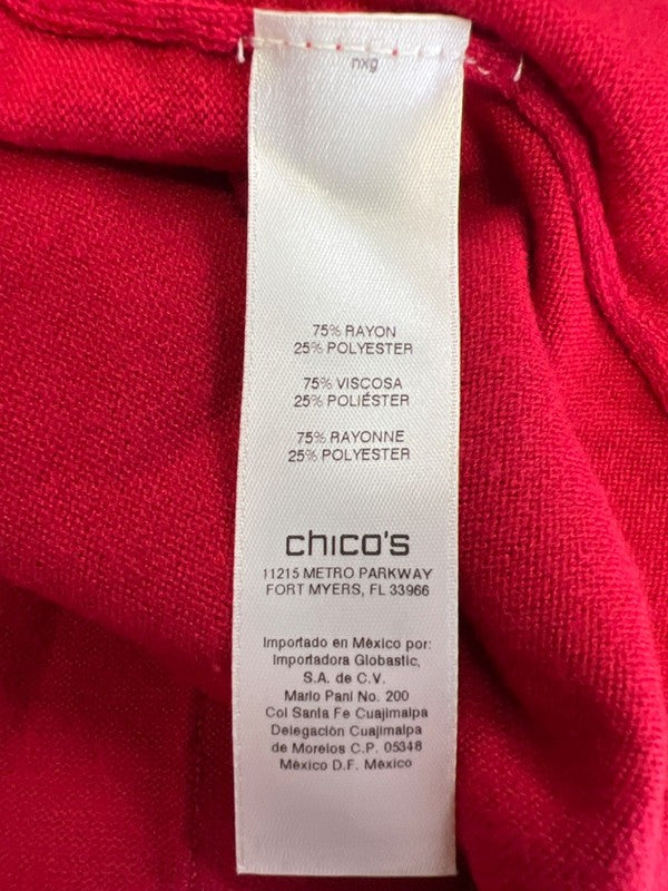 Chico's Women's Red Short Sleeve Open Front Cardigan Sweater - 1/US M image 4