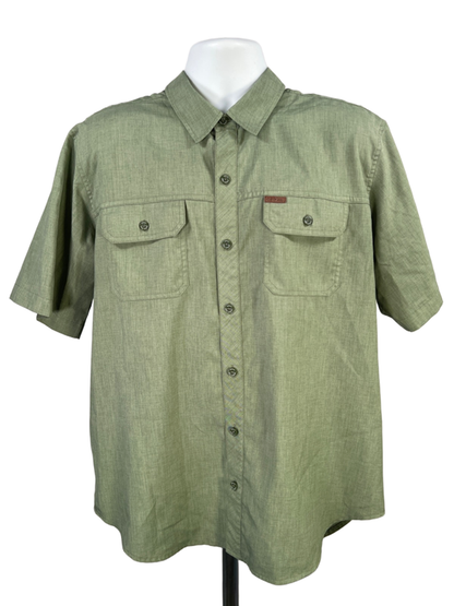 Orvis Men's Green Tech Chambray Button Up Short Sleeve Work Shirt - XL