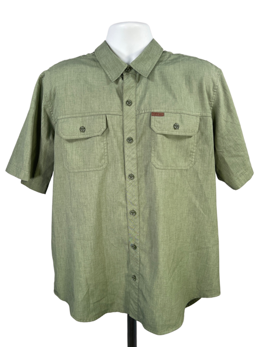 Orvis Men's Green Tech Chambray Button Up Short Sleeve Work Shirt - XL