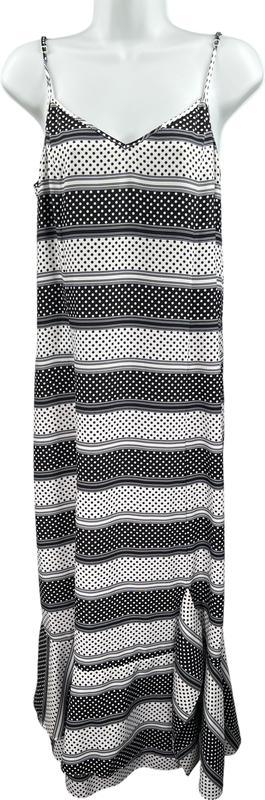 Thakoon Collective Women’s Black Polka Dot Striped Slip Dress - 10