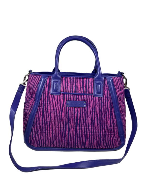 Vera Bradley Women's Purple Impressionista Stripe Trimmed Trapeze Satchel Purse
