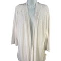 Notations Women's White Knit Open Front Sheer 3/4 Sleeve Cardigan - 3X Plus