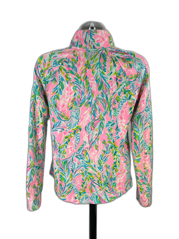 Lilly Pulitzer Women's Pink/Green Skipper Popover 1/4 Zip Shirt - XS image 2