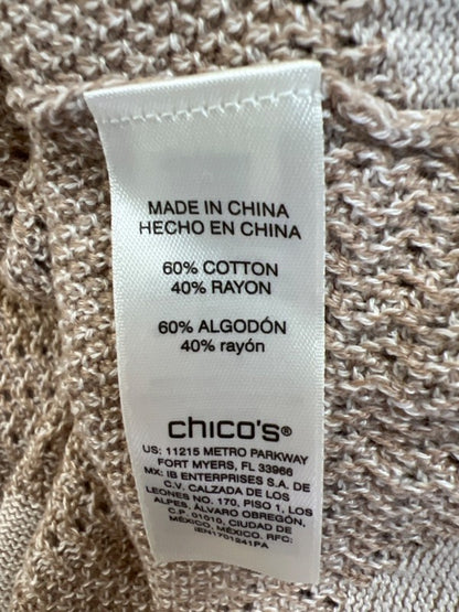Chico's Women's Brown Open Knit 3/4 Sleeve Pullover Sweater - 2/US L image 4