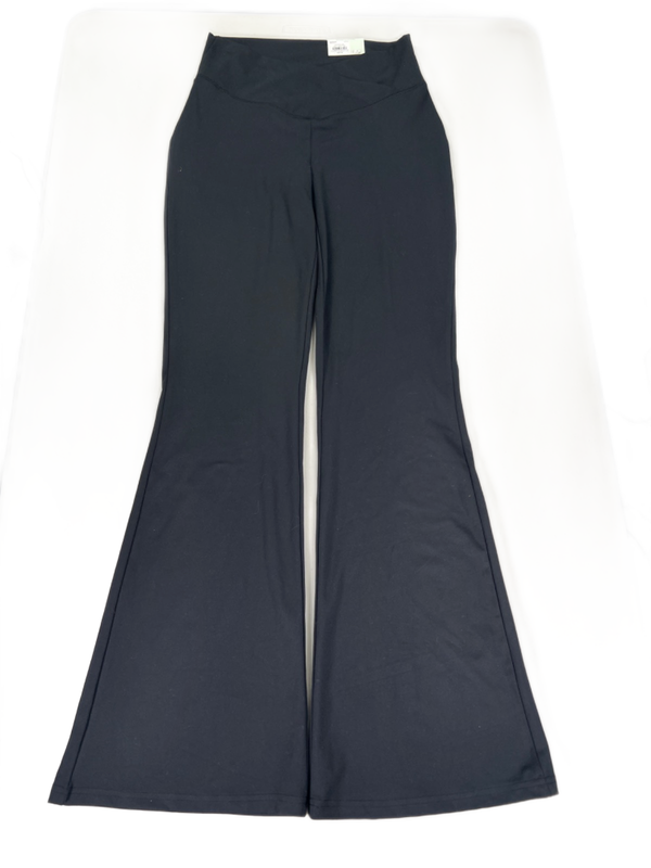 SO Women's Black Criss Cross Band Pull On Flare Legging Pants - M