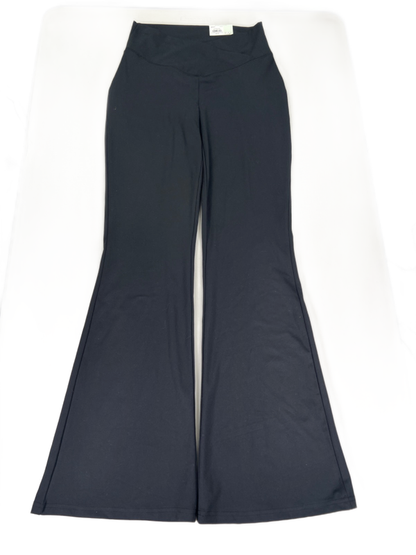SO Women's Black Criss Cross Band Pull On Flare Legging Pants - M