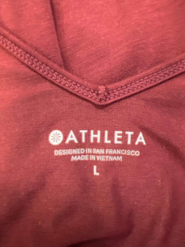 Athleta Women's Burgundy V Neck Side Slit Cami Strap Sleeveless Tank Top - L image 3