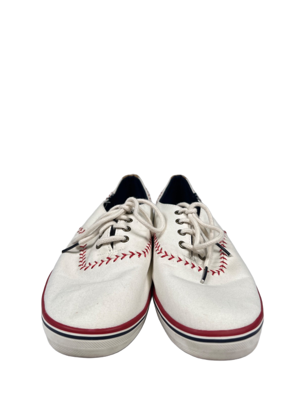 Keds Women's White/Red Ortholite Champion Pennant Baseball Stitch Sneakers - 9 image 2