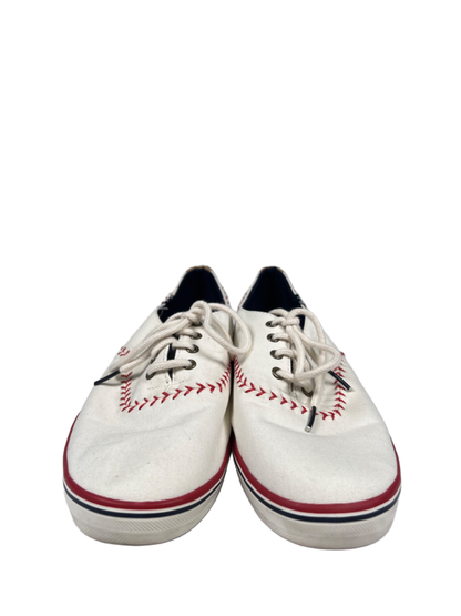 Keds Women's White/Red Ortholite Champion Pennant Baseball Stitch Sneakers - 9 image 2