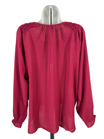 Jessica Simpson Women's Burgundy Textured Long Balloon Sleeve Blouse - M image 2