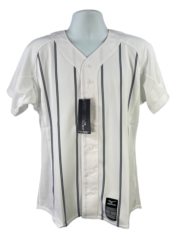 Mizuno Men's White Pinstripe Performance Pro Short Sleeve Baseball Jersey - S