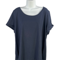 J Jill Women's Navy Blue Cotton Scoop Neck Short Sleeve Tee Shirt - XL