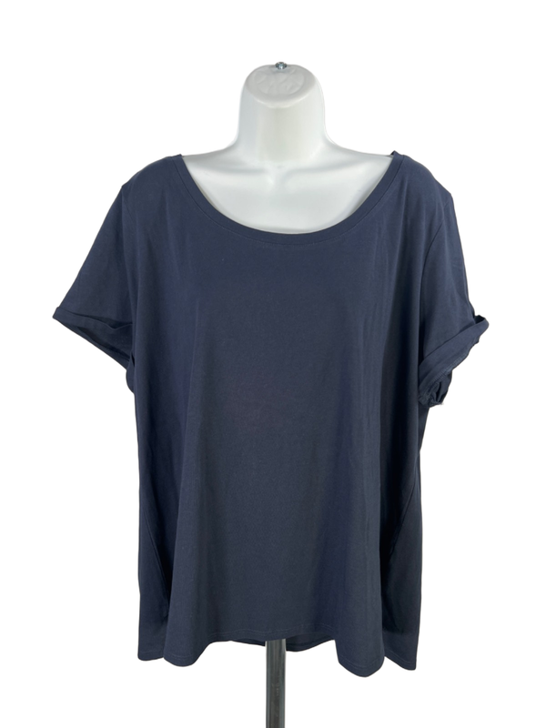 J Jill Women's Navy Blue Cotton Scoop Neck Short Sleeve Tee Shirt - XL