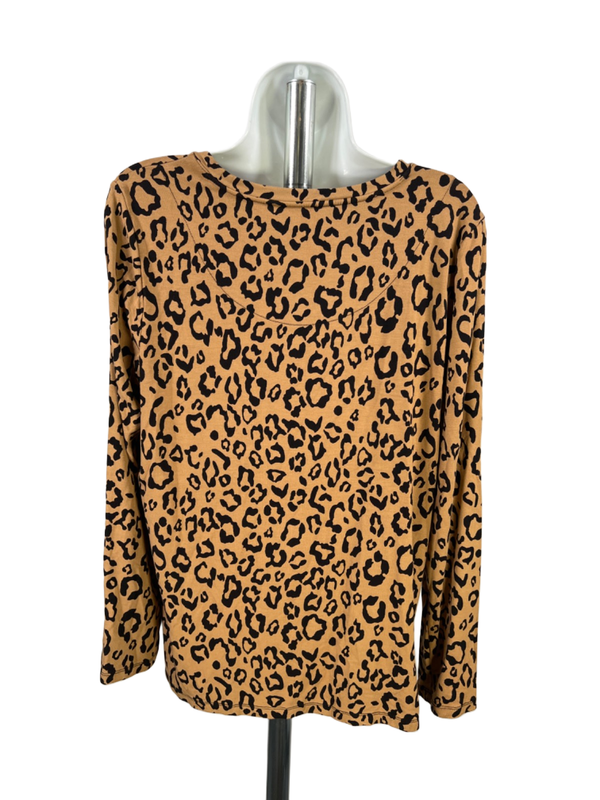 Chico's Women's Tan/Black Leopard Print Long Sleeve Shirt - 2/US L image 2