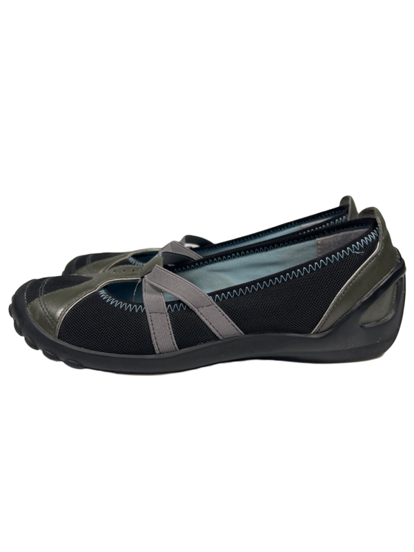 Privo By Clarks Women's Gray Leather Strappy Slip On Mary Jane Comfort Flats - 8 image 5