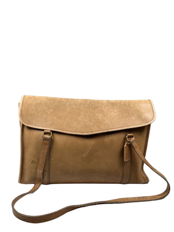 Coach Vintage Tan Leather Envelope Portfolio Messenger Bag